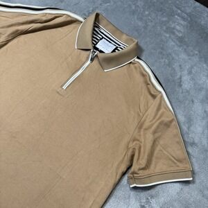 Cactus Man Ricky Singh Men's Size M Short Sleeve Tan Quarter Zip Polo Shirt